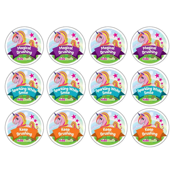 flossy unicorn toothbrushing stickers for children