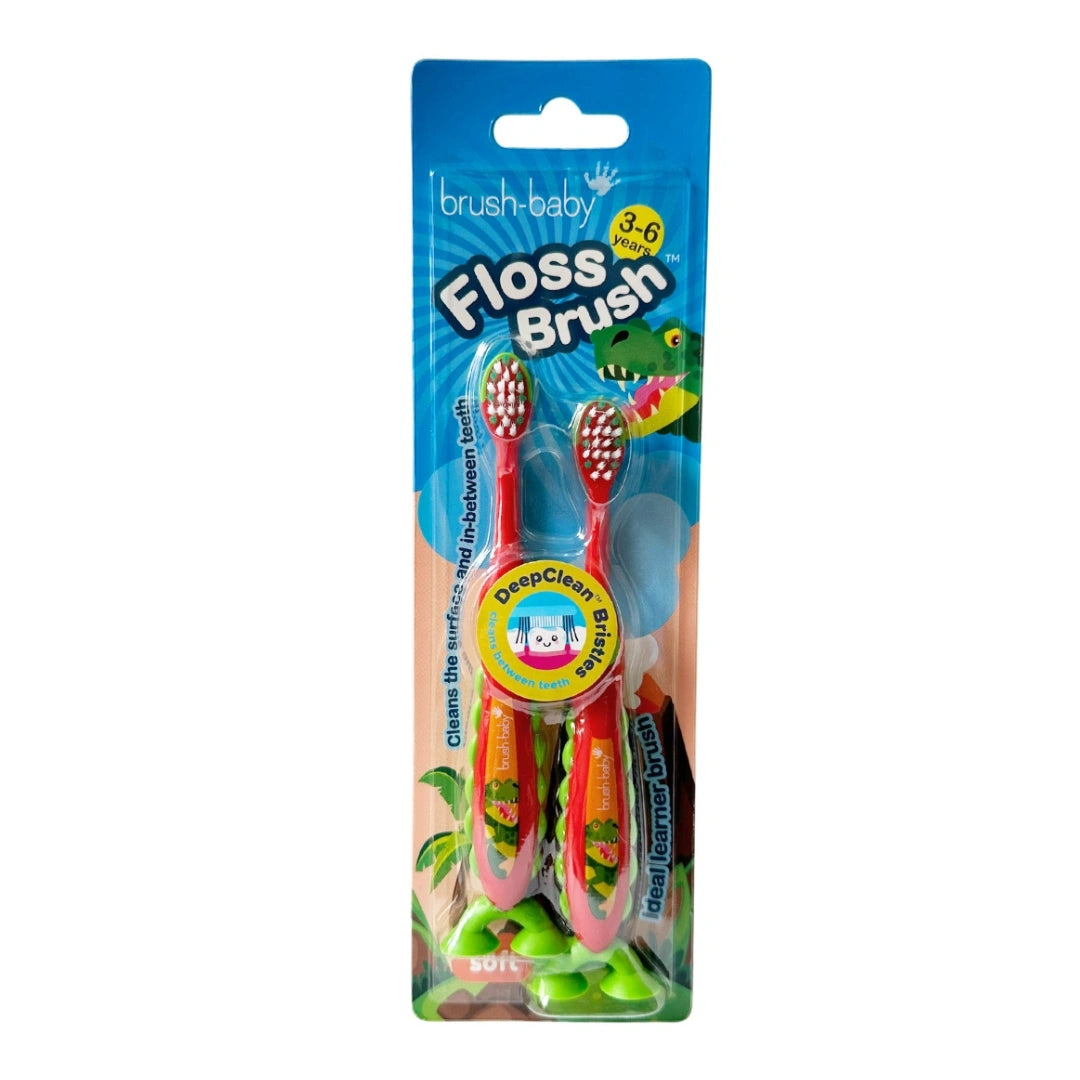FlossBrush™ 3-6 Years Toothbrush Double Pack (Mixed colours) - Carton of 12