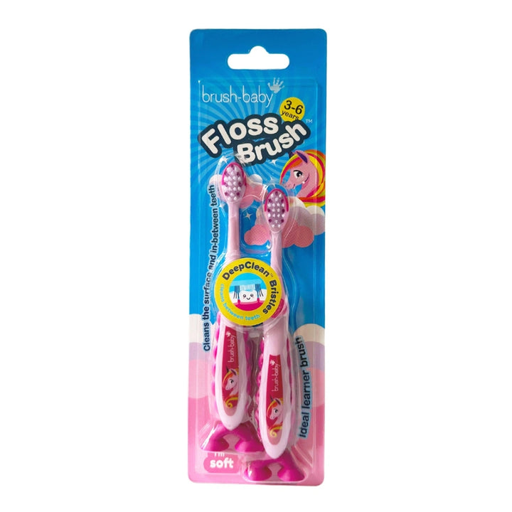 FlossBrush™ 3-6 Years Toothbrush Double Pack (Mixed colours) - Carton of 12