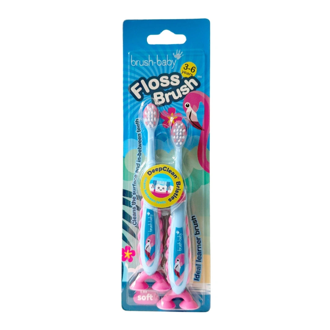 FlossBrush™ 3-6 Years Toothbrush Double Pack (Mixed colours) - Carton of 12
