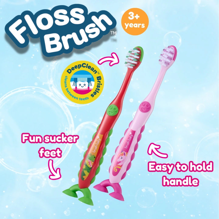 FlossBrush™ 3-6 Years Toothbrush Double Pack (Mixed colours) - Carton of 12