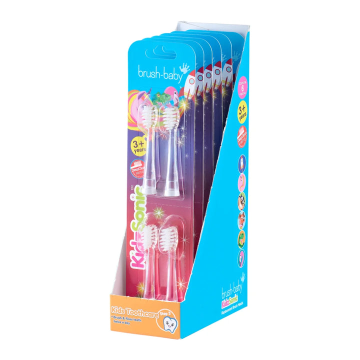 Replacement KidzSonic Kids Electric Toothbrush Heads - Display Pack of 6 Twin packs