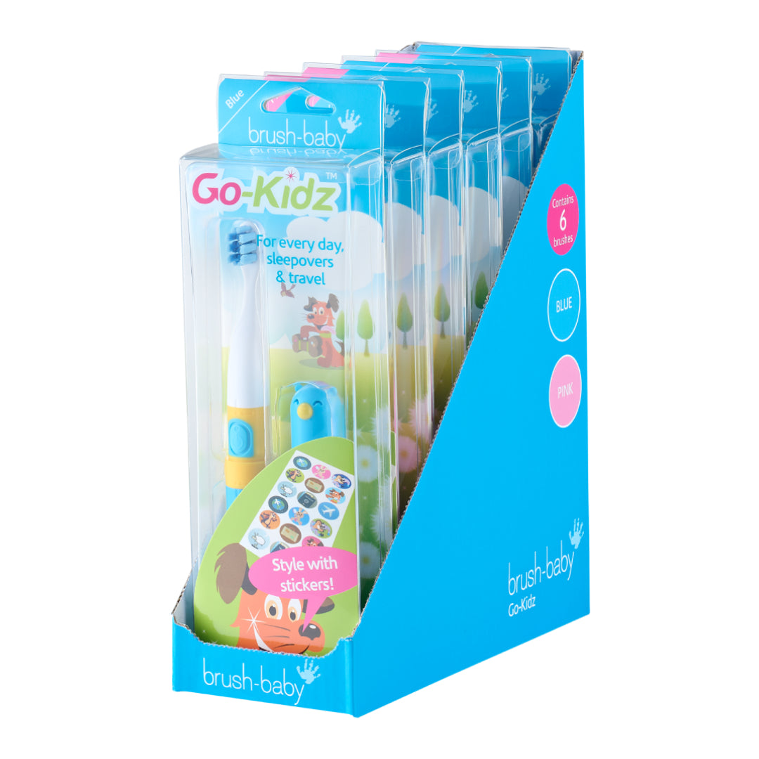 Brush-Baby Go-Kidz Blue Travel Kids Toothbrush - Pack of 6