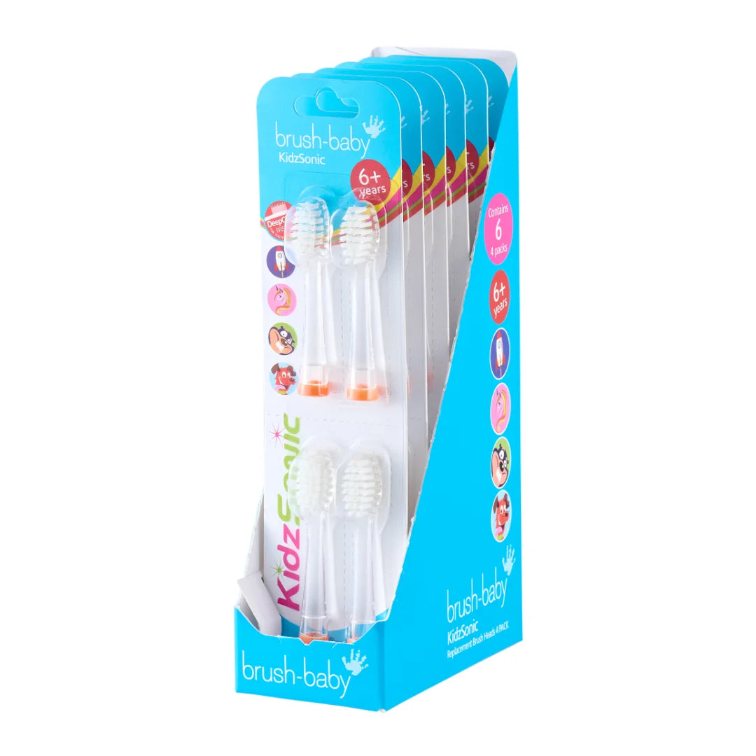 Replacement KidzSonic Kids Electric Toothbrush Heads 6+ Years - Display Pack of 6 Twin packs