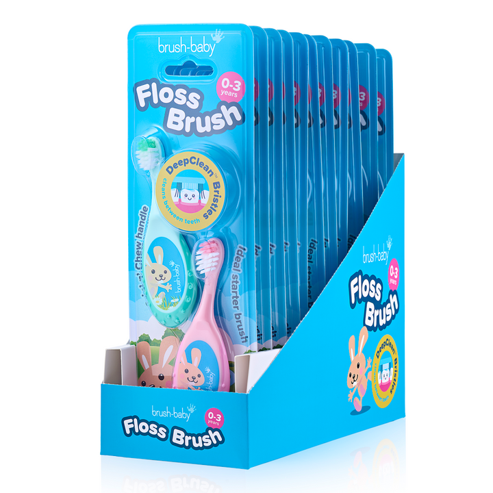 FlossBrush™ Baby Bristles Toothbrush (0-3 Years) Double Pack (Display Pack of 12)