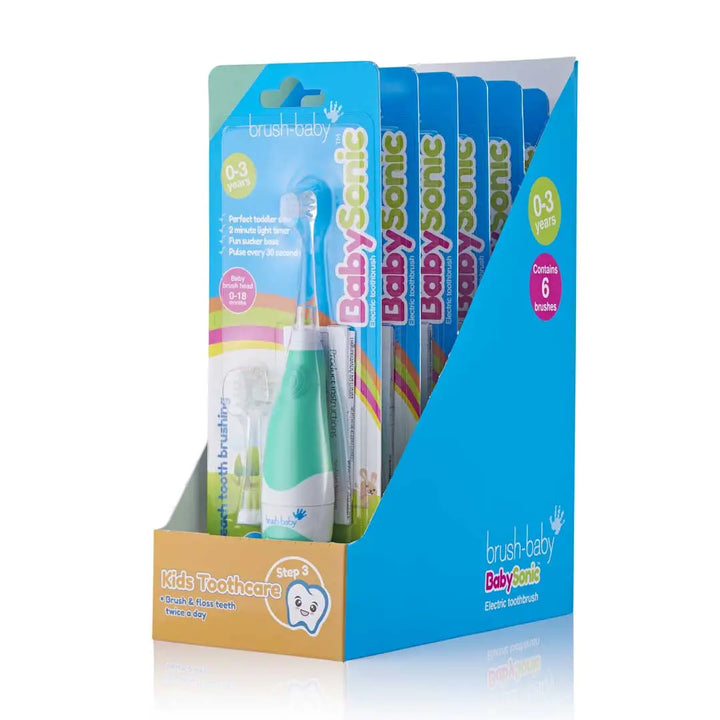 BabySonic Electric Toothbrush inside display packaging