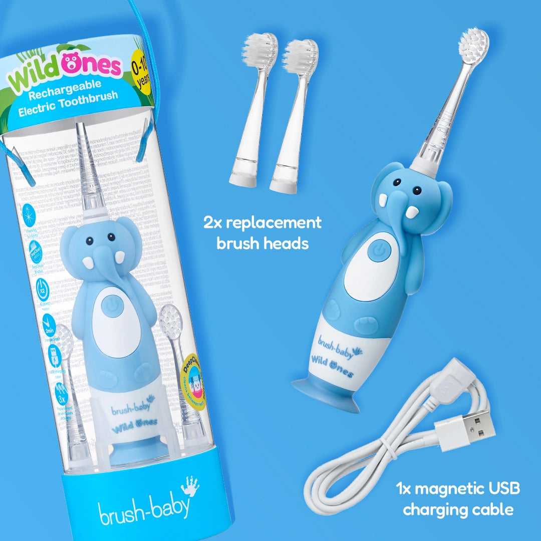 WildOnes™ Elephant Kids Electric Rechargeable Toothbrush Pack of 3