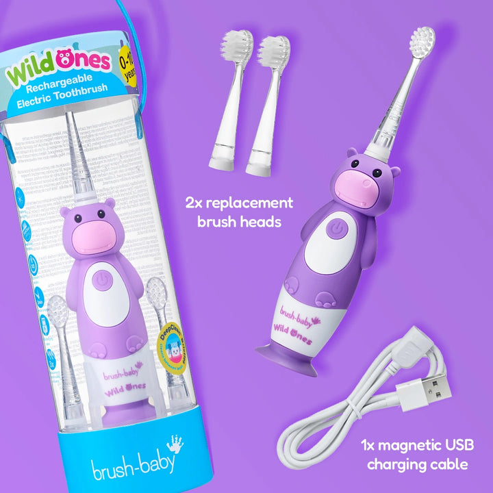 WildOnes™ Hippo Kids Electric Rechargeable Toothbrush Pack of 3