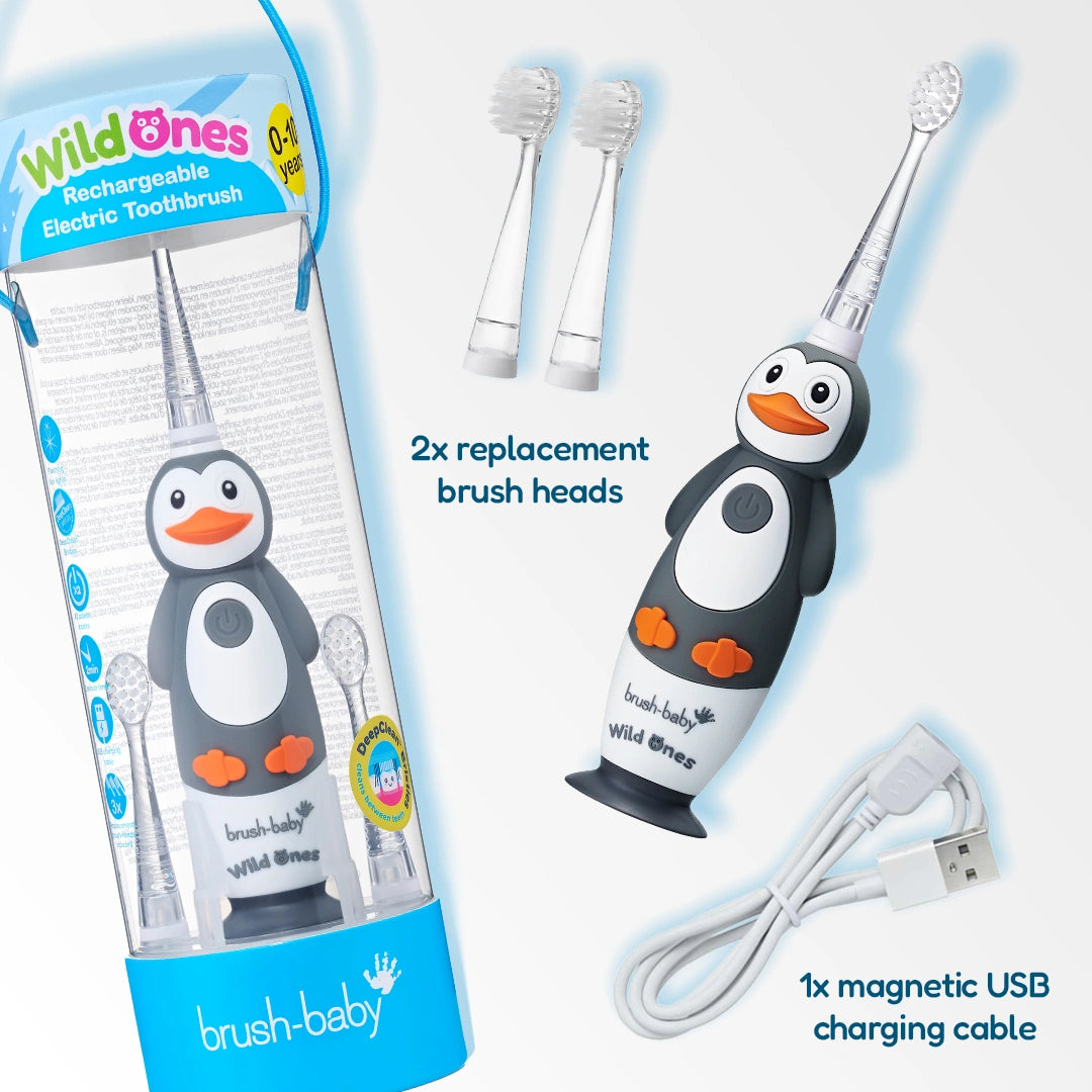 WildOnes™ Penguin Kids Electric Rechargeable Toothbrush Pack of 3