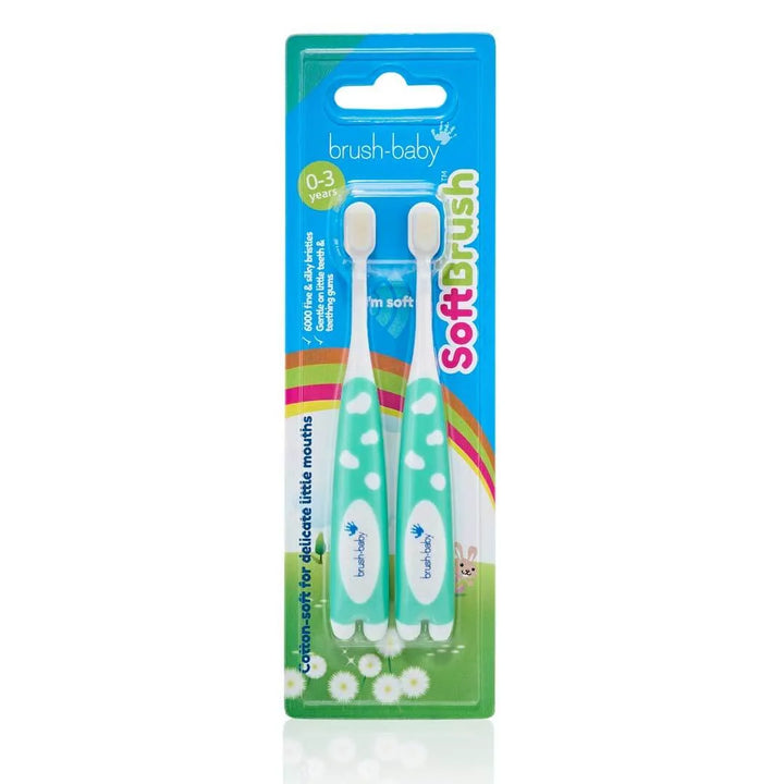 Twin pack of deep cleaning softbrush toothbrush inside packaging