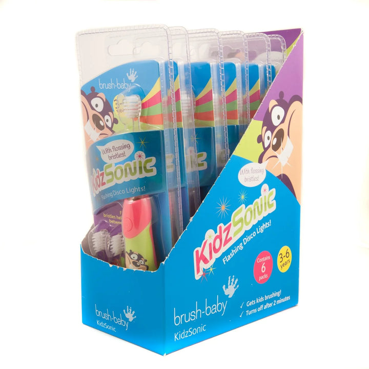 6 pack of KidzSonic toothbrushes for 3-6 year olds