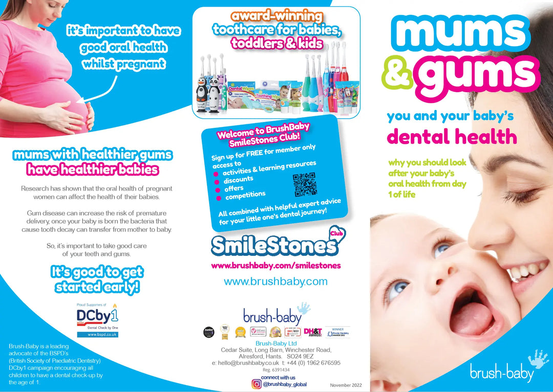 Brush baby mum and gums baby dental health educational leaflet  baby gum wipes